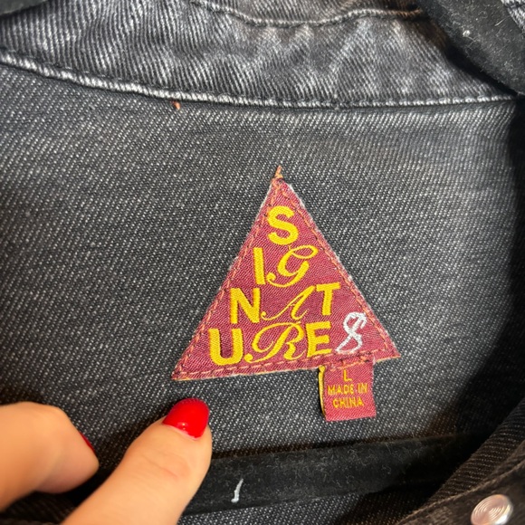 Signature 8 Y2K Distressed Cropped Denim Jacket L Black - Picture 2 of 7